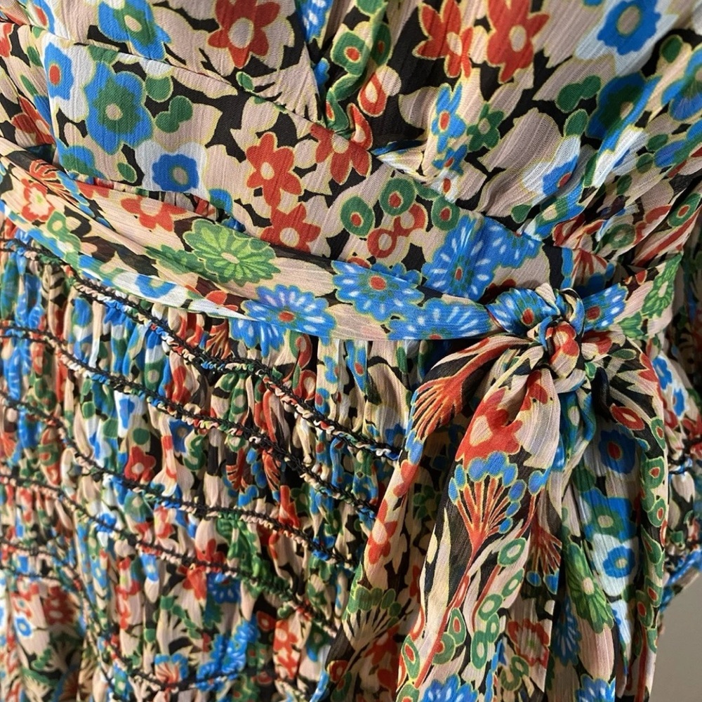 NWT Ted Baker Tiania Smock Panel Wrap Mini Dress Floral Lightweight Sz 4 Rt $295 - Picture 8 of 15